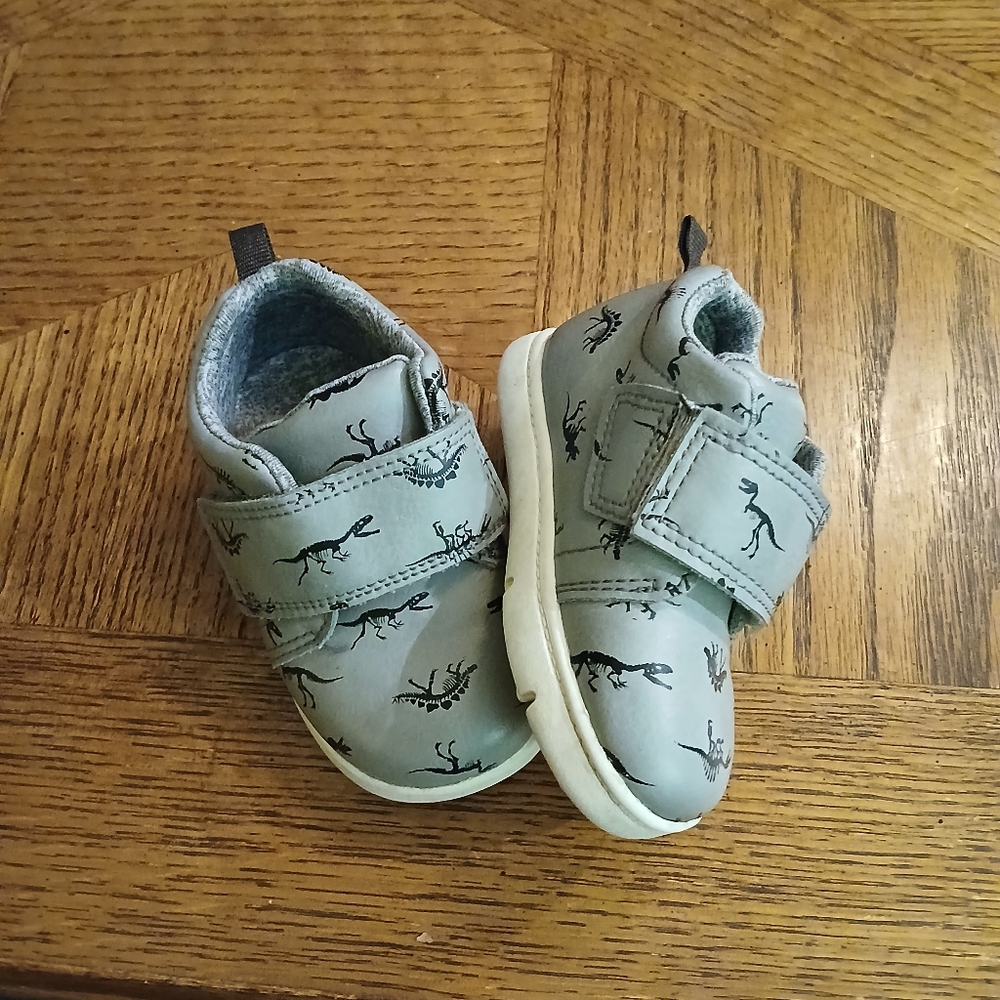 Dinosaur Print Kids Shoes - Gray